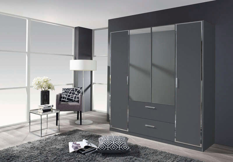 Marl Rauch 4 Hinged Door Wardrobe With Crystal Glass Mirror
